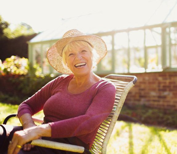 Woman smiling while outside enjoying the weather
