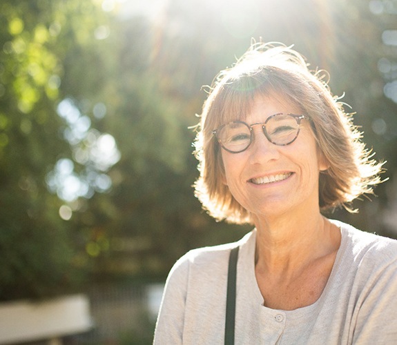 Woman with dentures in Channahon