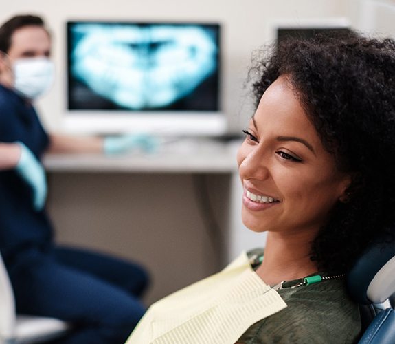 Patient discussing dental implants in Channahon