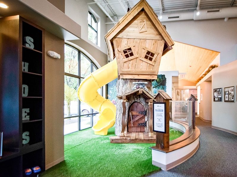 Treehouse in kid friendly dnetal office waiting area