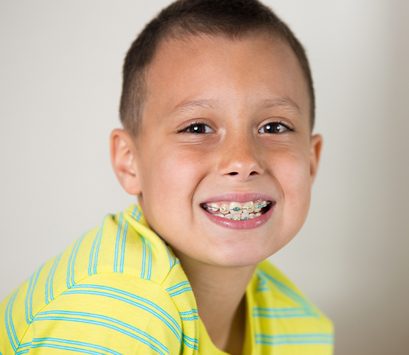 Young boy with phase one orthodontics